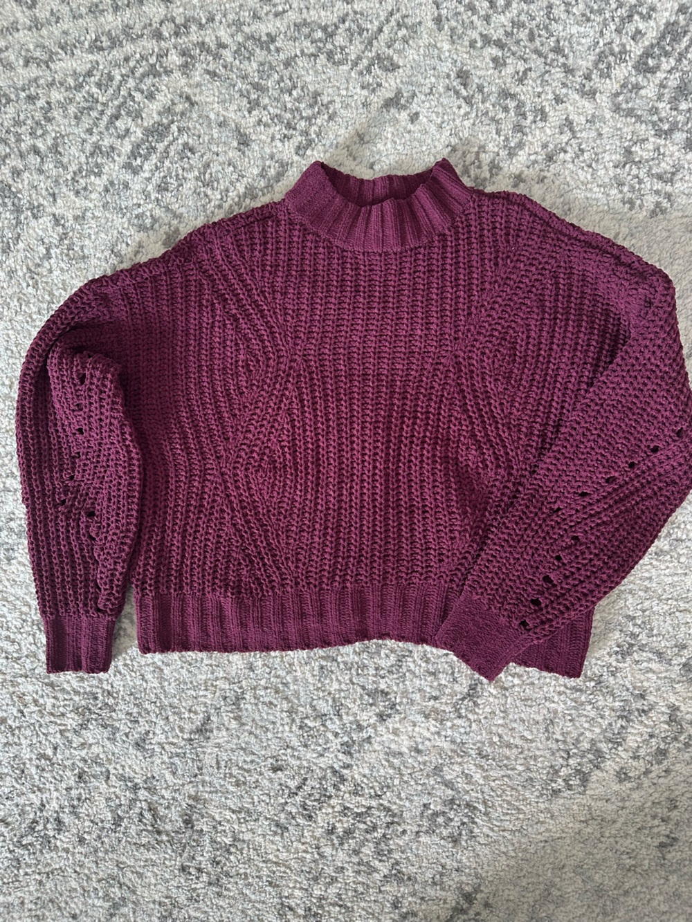 Hollister Plum Cable Knit Mock Turtleneck Sweater